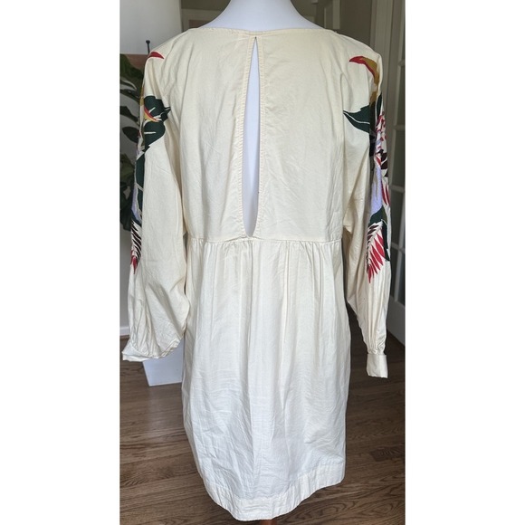 FREE PEOPLE Mini Obsessions Embroidered Dress Ivory Women's Size Large - Picture 8 of 9